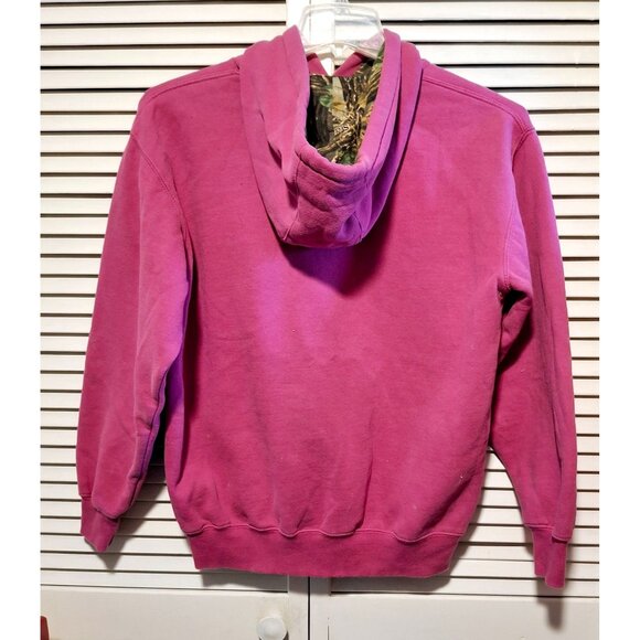 Cabelas  Pink  Hoodie With Camo Hood Liner Graphic Print Pullover Size S - Picture 3 of 8
